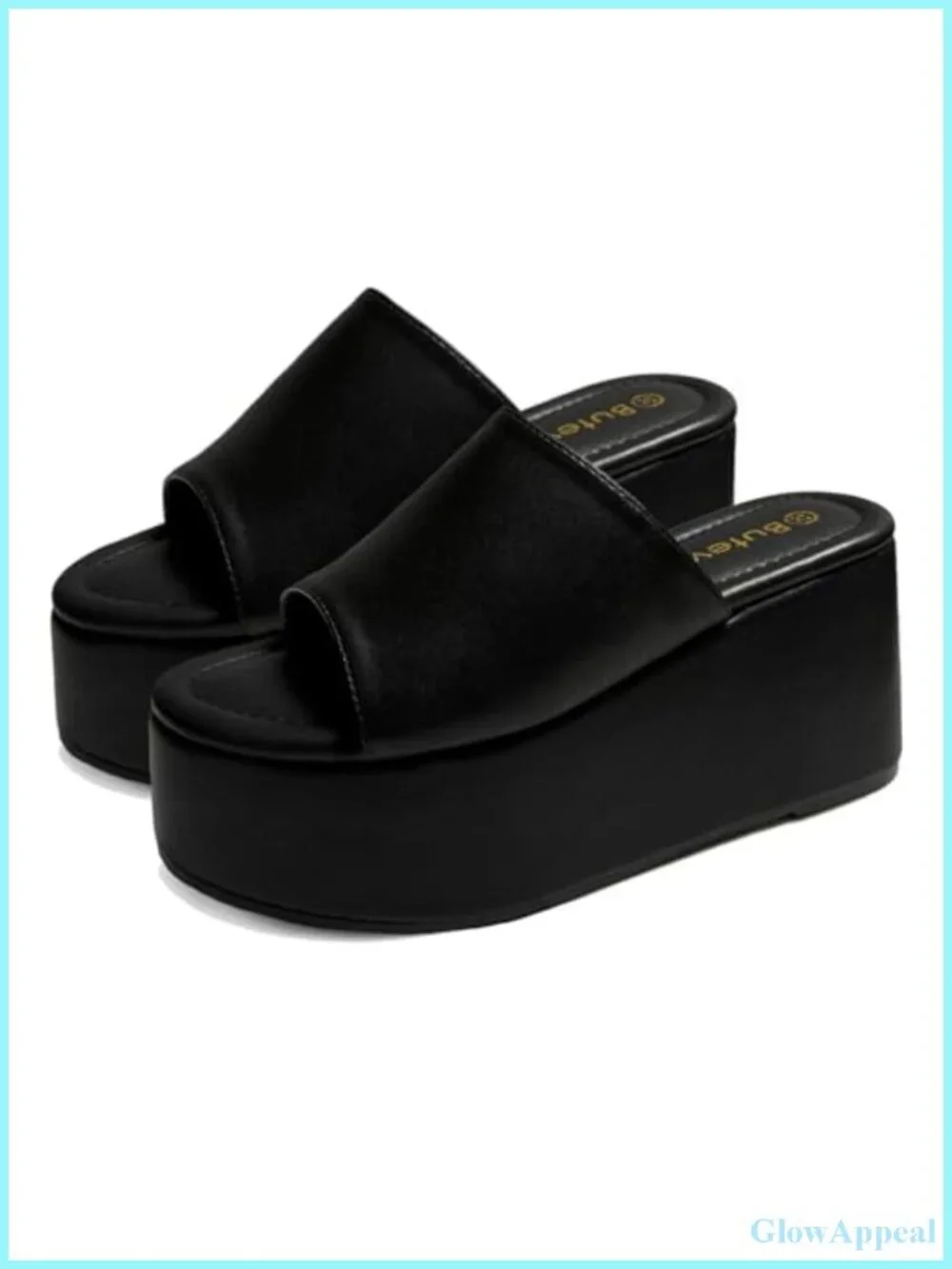 Platform Sandals Open Toe Slip On Faux Leather Wedge Comfortable